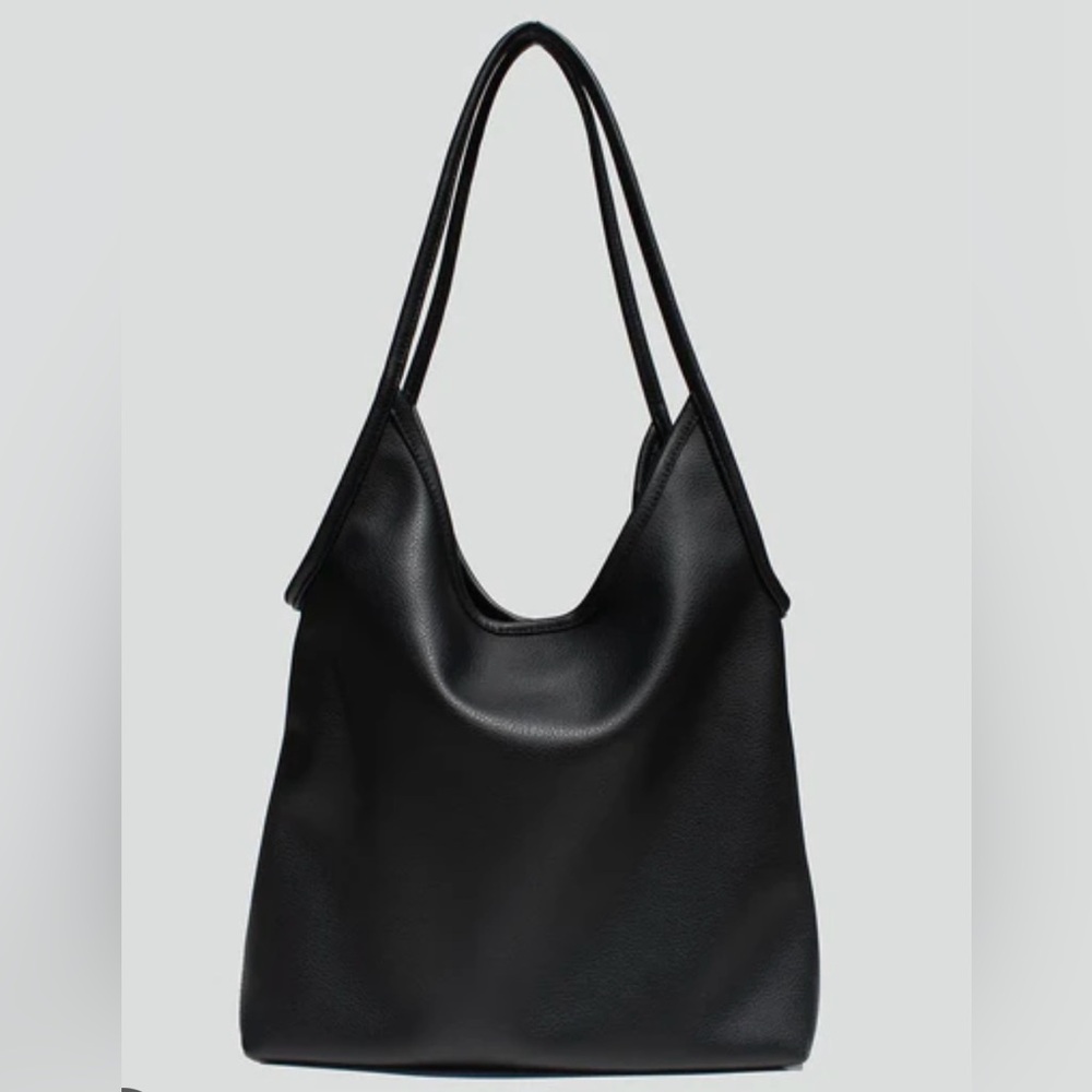 Lia Black Slouchy Boho Tote with Matching Pouch